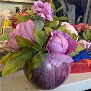 Faux Peonies with Acrylic pour paint jar.